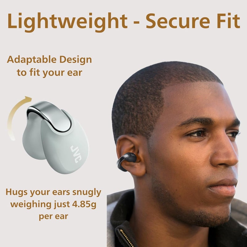JVC Nearphones Open Ear True Wireless Headphones - Open Ear Earbuds - Bluetooth 5.3-24H Playback - IPX4 Water Resistant - Built-in Mic - Awareness & Comfort - Ear Clip Earbuds - HANP1T - Image 4